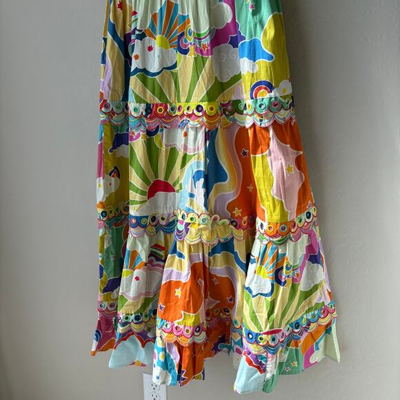 CELIA B Dress Cordelia Whimsical Colorful Scalloped Button Front Midi Dress S - Picture 10 of 11